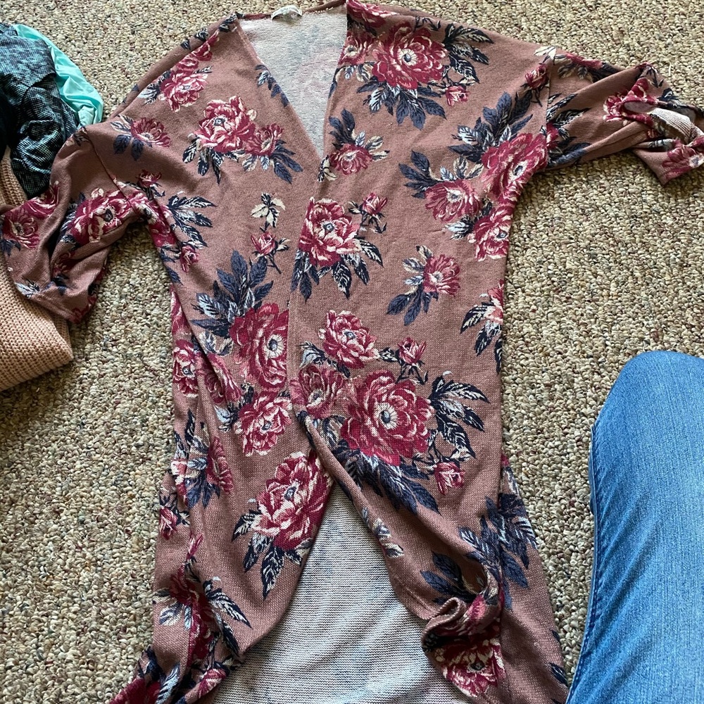 Floral pink cardigan